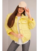 Dámská jarní prošívaná bunda s květinovým vzorem žlutá