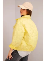 Dámská jarní prošívaná bunda s květinovým vzorem žlutá