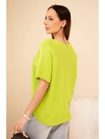 Dámský svetr s krátkým rukávem volného střihu model 21890082 - K-Fashion