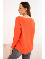 Dámský svetr z viskózy s dlouhým rukávem a kulatým výstřihem tmavě oranžový Dámský svetr z viskózy s dlouhým rukávem a kulatým výstřihem tmavě oranžový