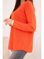 Dámský svetr z viskózy s dlouhým rukávem a kulatým výstřihem tmavě oranžový Dámský svetr z viskózy s dlouhým rukávem a kulatým výstřihem tmavě oranžový