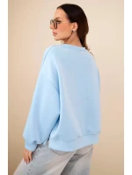 Dámská mikina s výšivkou volného střihu máslová modrá