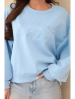 Dámská mikina s výšivkou volného střihu máslová modrá