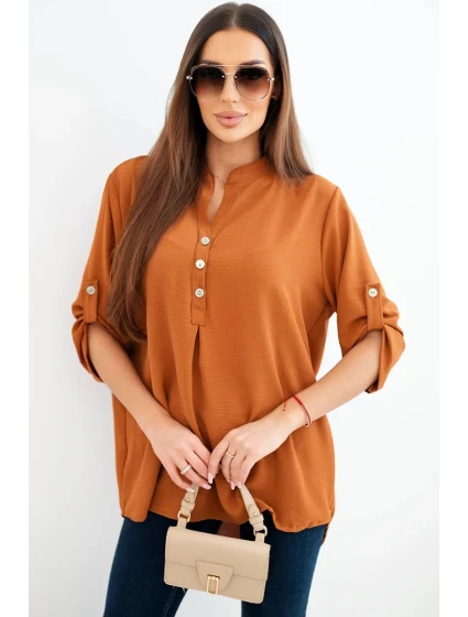 Halenka s delším zadním dílem tmavě camelová Halenka s delším zadním dílem tmavě camelová