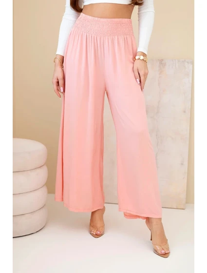 Dámské viskózové kalhoty s elastickým pasem meruňkové Dámské viskózové kalhoty s elastickým pasem meruňkové