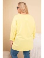 Dámská mikina Plus Size bavlněná s potiskem žlutá