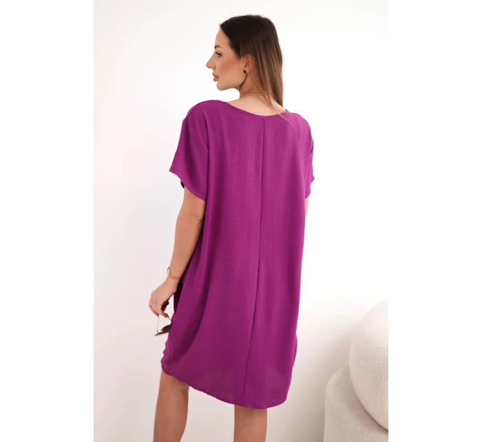 Šaty s kapsami a přívěskem tmavě fialová Šaty s kapsami a přívěskem tmavě fialová