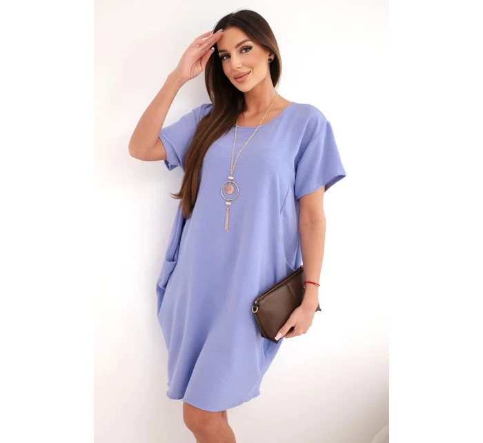 Šaty s kapsami a přívěskem fialová Šaty s kapsami a přívěskem fialová