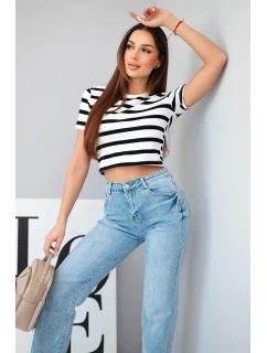 Dámské džíny s širokou nohavicí a vysokým pasem