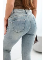 Dámské kalhoty M.sara s efektem push-up a středním pasem světlé džínové Dámské kalhoty M.sara s efektem push-up a středním pasem světlé džínové