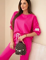 Komplet teplákové + kalhoty máslová látka fuchsie