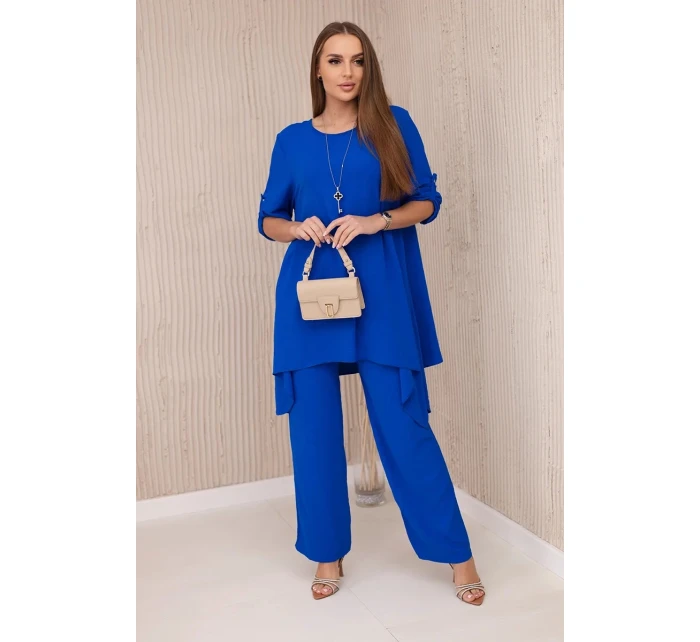 Sada halenky + kalhot s přívěskem chrpově modrá Sada halenky + kalhot s přívěskem chrpově modrá