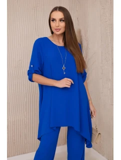 Sada halenky + kalhot s přívěskem chrpově modrá