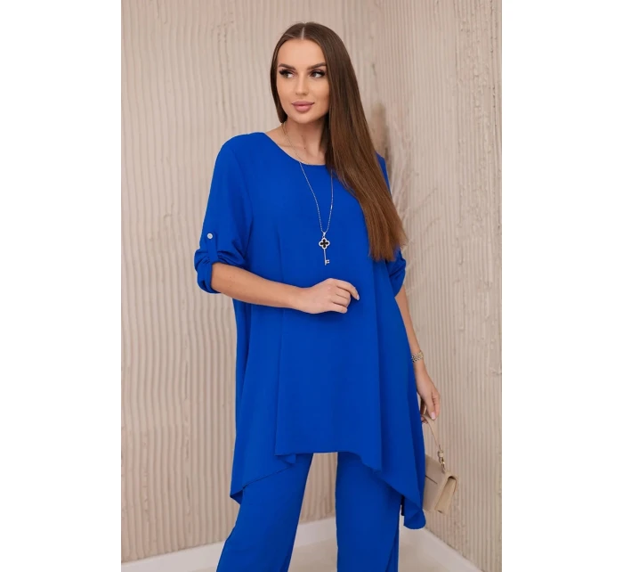 Sada halenky + kalhot s přívěskem chrpově modrá Sada halenky + kalhot s přívěskem chrpově modrá