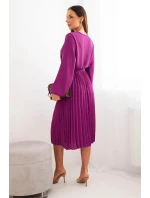 Šaty vázané s plisovaným spodkem tmavě fialová Šaty vázané s plisovaným spodkem tmavě fialová