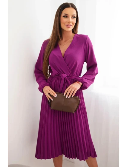 Šaty vázané s plisovaným spodkem tmavě fialová Šaty vázané s plisovaným spodkem tmavě fialová
