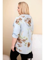 Dámská blůza Plus Size z viskózy s kapucí a květinovým vzorem šedá Dámská blůza Plus Size z viskózy s kapucí a květinovým vzorem šedá