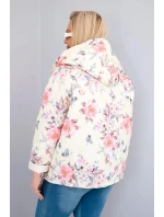 Dámská jarní prošívaná bunda Plus Size s kapucí a květinovým vzorem žlutá