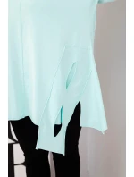 Dámská bavlněná blůza Plus Size s asymetrickým spodním lemem a výřezy mátová Dámská bavlněná blůza Plus Size s asymetrickým spodním lemem a výřezy mátová