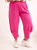 Dámské kalhoty Plus Size s nízkým sedem a gumou v pase růžové