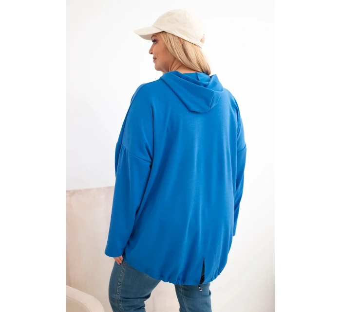 Dámská mikina Plus Size s kapucí a potiskem chabrová Dámská mikina Plus Size s kapucí a potiskem chabrová