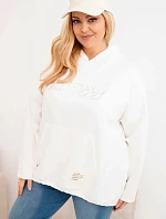 Dámská mikina Plus Size s kapucí a potiskem ecru