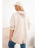 Dámská mikina Plus Size s kapucí a potiskem béžová Dámská mikina Plus Size s kapucí a potiskem béžová