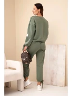 Dámská souprava z viskózy s khaki vázáním barva masełkowa