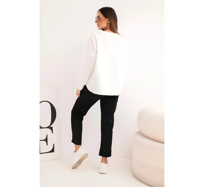 Dámská souprava máslová s kontrastní kapsou černý Dámská souprava máslová s kontrastní kapsou černý