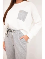 Dámská souprava máslová s kontrastní kapsou šedá