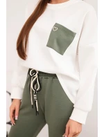 Dámský set máslový s kontrastní kapsou khaki