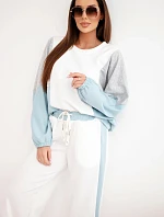 Dámská souprava s volnou mikinou a kalhotami s širokými nohavicemi mátová