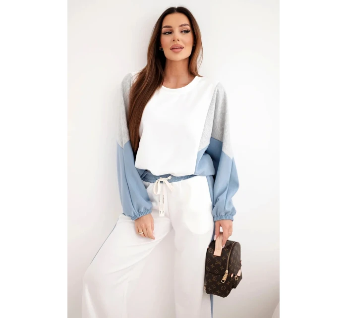 Dámská souprava máslo s volnou mikinou a kalhotami s širokou nohavicí model 21938024 - K-Fashion Dámská souprava máslo s volnou mikinou a kalhotami s širokou nohavicí model 21938024 - K-Fashion