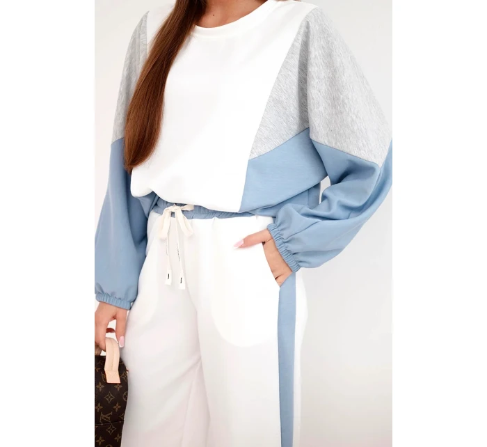 Dámská souprava máslo s volnou mikinou a kalhotami s širokou nohavicí model 21938024 - K-Fashion Dámská souprava máslo s volnou mikinou a kalhotami s širokou nohavicí model 21938024 - K-Fashion