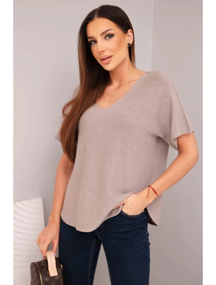 Dámská svetrová blůza s krátkým rukávem a výstřihem do V fango Dámská svetrová blůza s krátkým rukávem a výstřihem do V fango