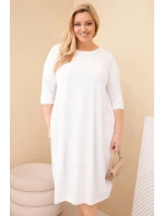 Dámská bavlněná sukýnka Plus Size s ohrnutým rukávem a kapsami bílá