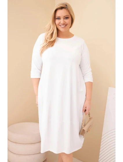Dámská bavlněná sukýnka Plus Size s ohrnutým rukávem a kapsami bílá Dámská bavlněná sukýnka Plus Size s ohrnutým rukávem a kapsami bílá