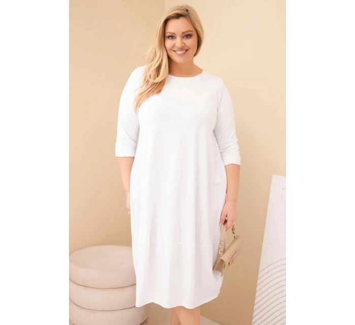 Dámská bavlněná sukýnka Plus Size s ohrnutým rukávem a kapsami bílá Dámská bavlněná sukýnka Plus Size s ohrnutým rukávem a kapsami bílá