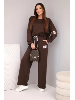 Dámská souprava máslová mikina + kalhoty hnědý