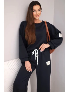 Dámský komplet máslo mikina + kalhoty modrá