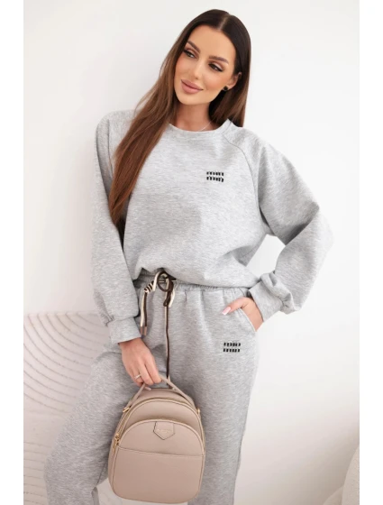 Dámský set z viskózy s mikinou a kalhotami máslový šedý Dámský set z viskózy s mikinou a kalhotami máslový šedý