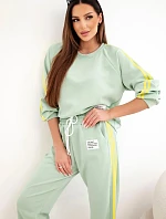 Dámská tepláková souprava Masełko s lampasy a volnou mikinou tmavě mátová