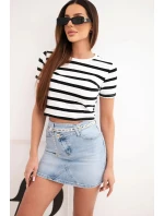 Džínová mini sukně model 21951949 s řetízkem modrá - K-Fashion