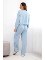 Dámská souprava z model 21951969 mikina s přívěskem a široké kalhoty modrá - K-Fashion