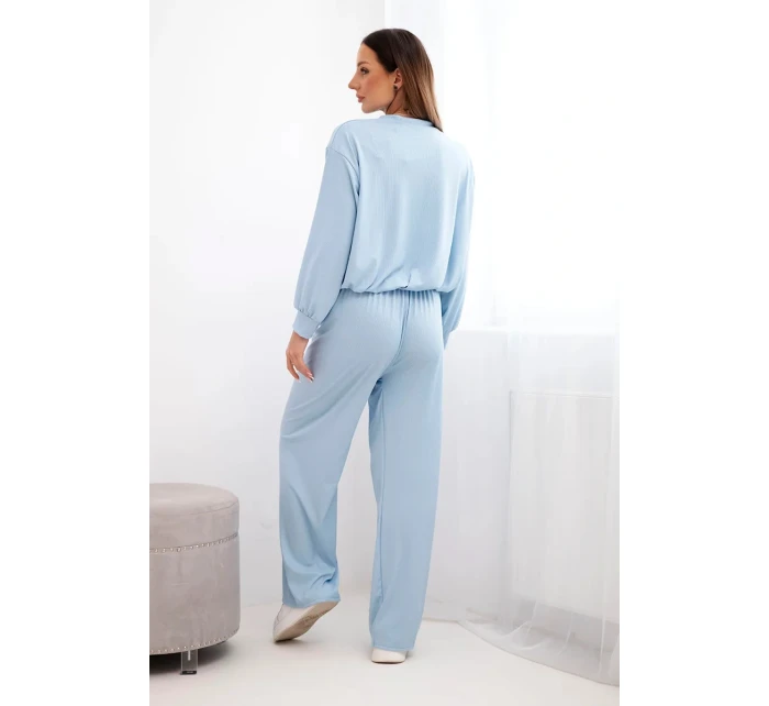 Dámská souprava z model 21951969 mikina s přívěskem a široké kalhoty modrá - K-Fashion Dámská souprava z model 21951969 mikina s přívěskem a široké kalhoty modrá - K-Fashion