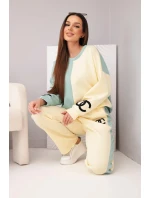 Dámský teplákový komplet  s oversized mikinou a rovnými kalhotami tmavě model 21951991 - K-Fashion