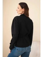 Dámská rozepínací mikina máslová s model 21952013 a kapsami černá - K-Fashion