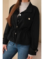 Dámská rozepínací mikina máslová s model 21952013 a kapsami černá - K-Fashion