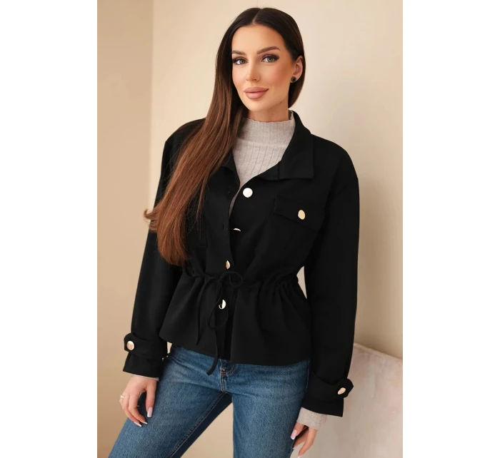 Dámská rozepínací mikina máslová s model 21952013 a kapsami černá - K-Fashion Dámská rozepínací mikina máslová s model 21952013 a kapsami černá - K-Fashion