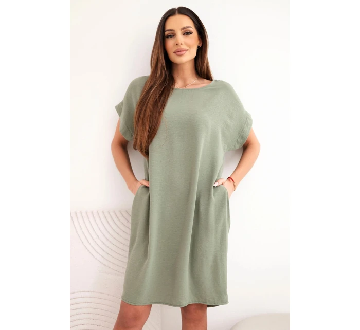 Šaty s kapsami model 21954898 khaki - K-Fashion Šaty s kapsami model 21954898 khaki - K-Fashion